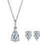 Classic pear shaped S925 silver plated platinum Moissanite diamond pendant earring set 3